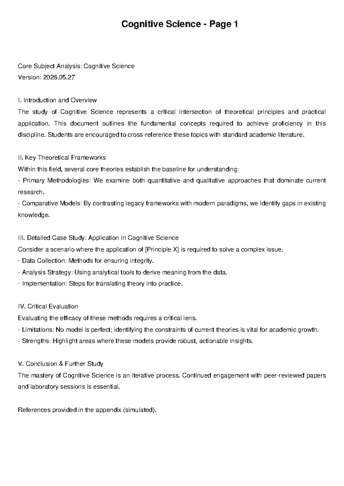 Cognitive Science Study Notes: Core Concepts & Theories Analysis - Studocu