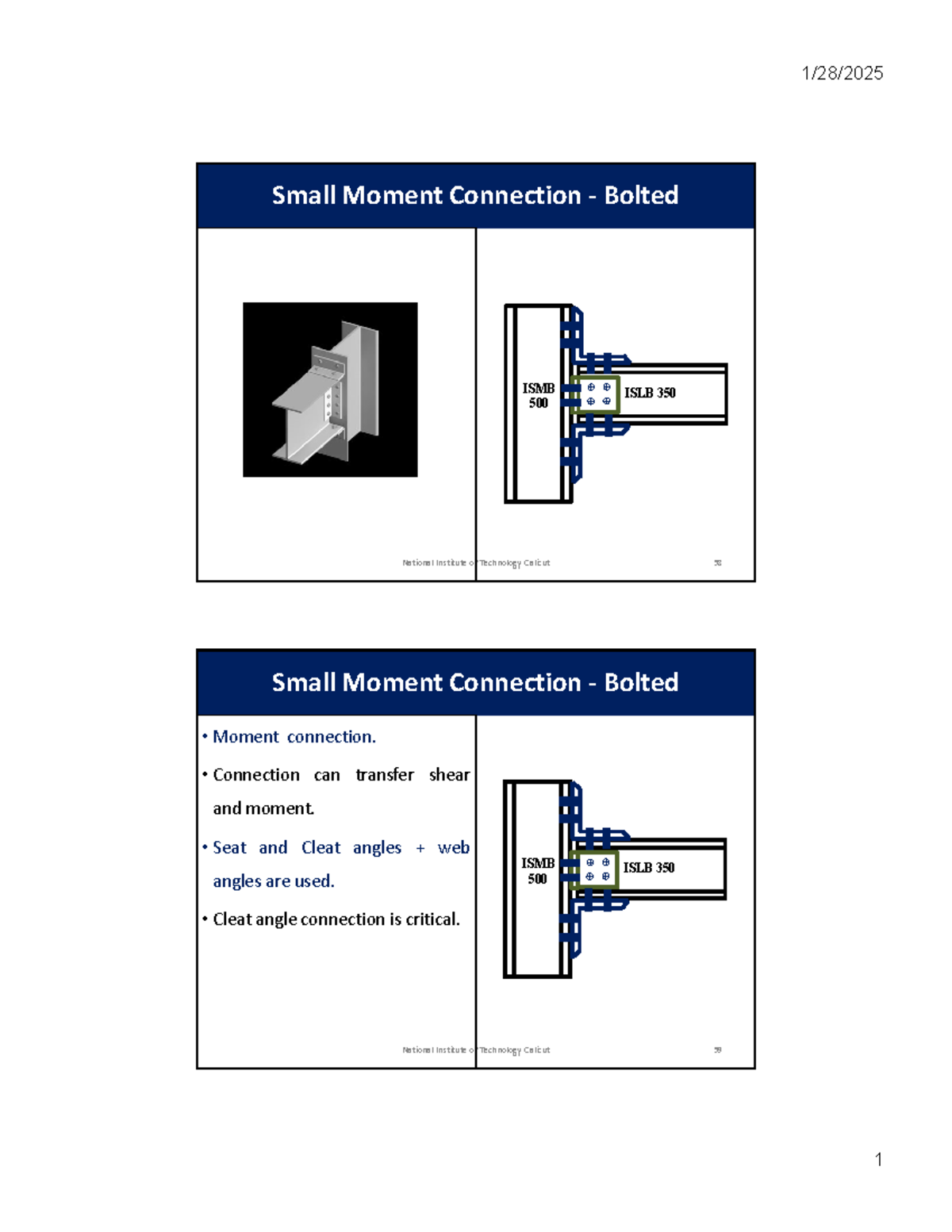 Small Moment Connection Bolted ISMB 500 & ISLB 350 Analysis - Studocu