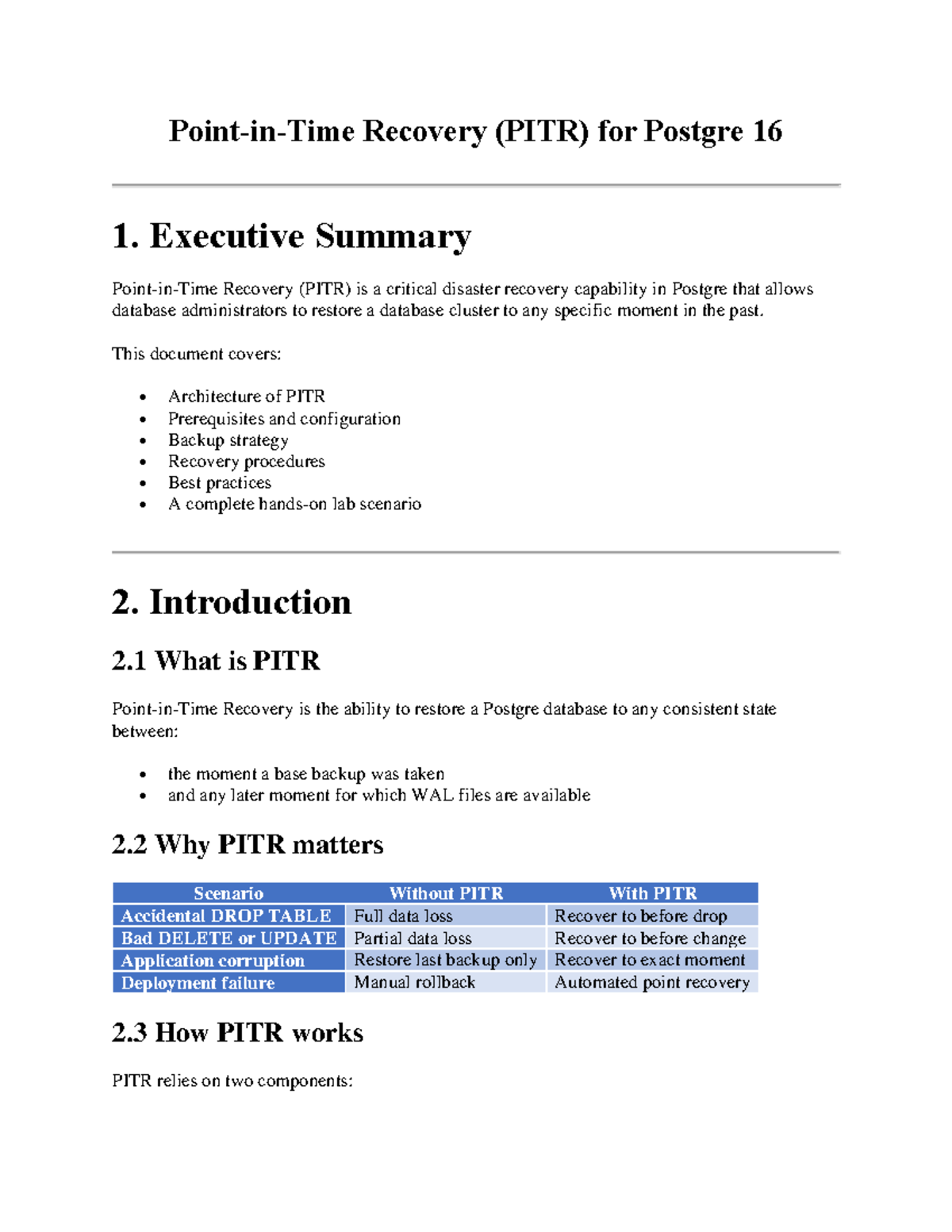 Postgre 16 PITR Recovery Lab Guide: Best Practices & Procedures - Studocu