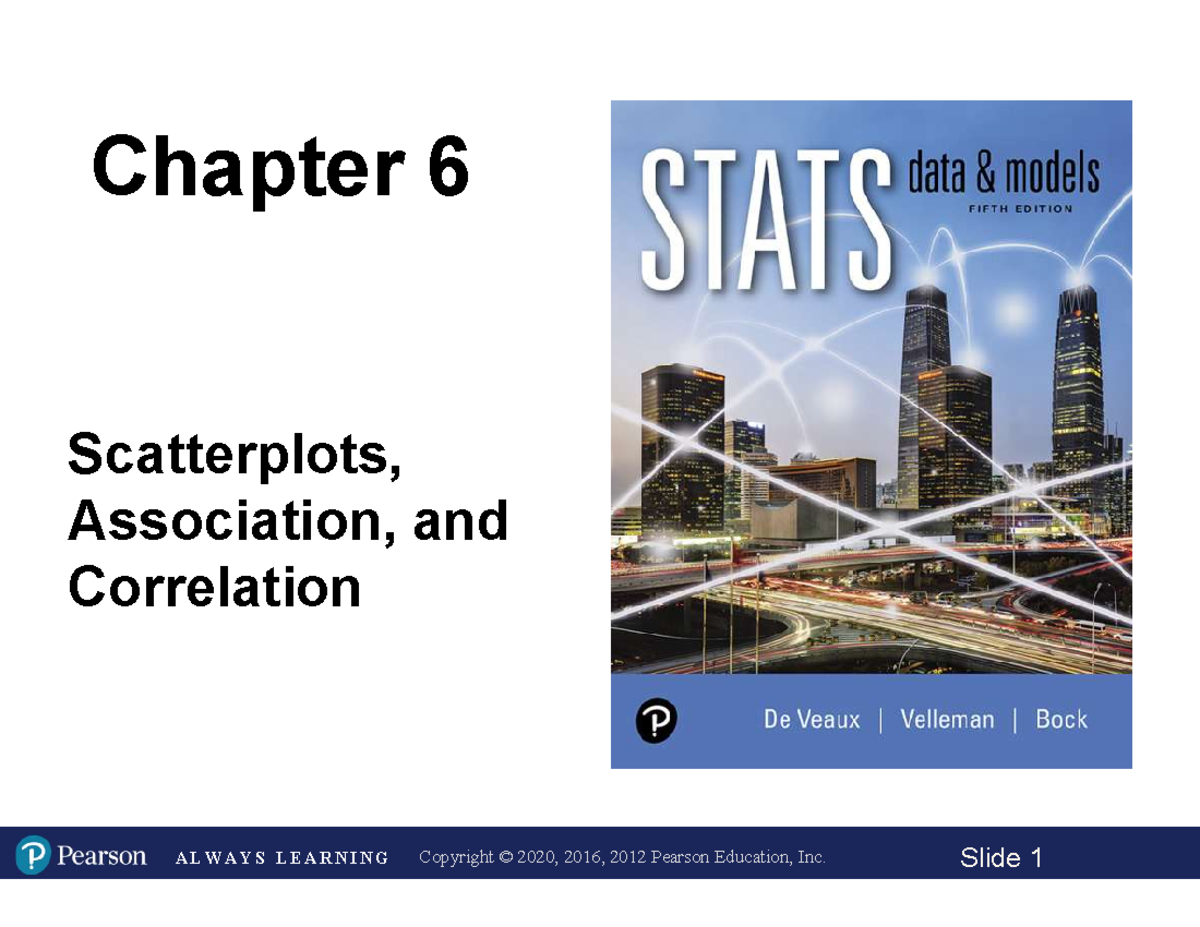 Chapter 6: Scatterplots, Correlation, and Association Analysis - Studocu