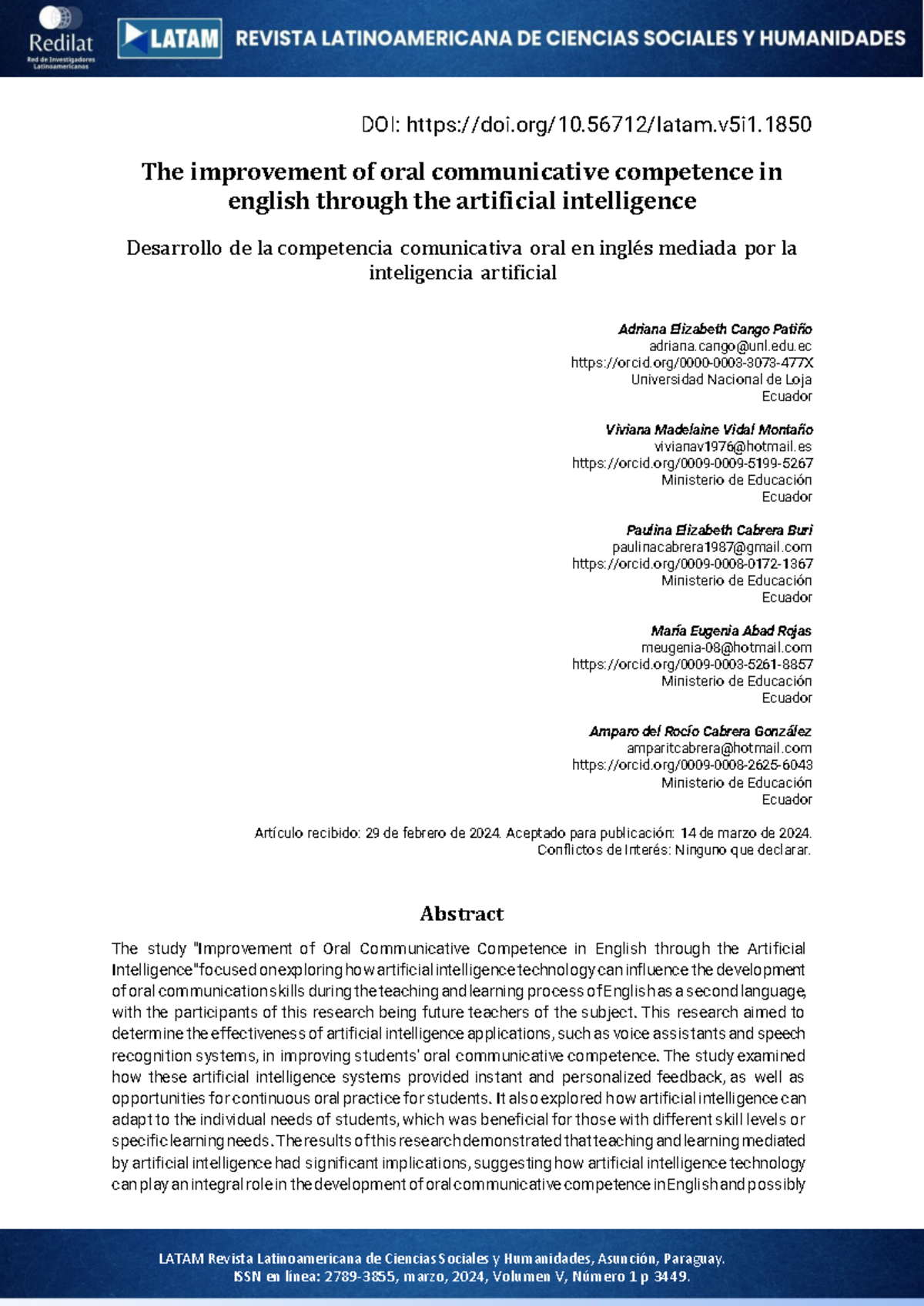 Improving Oral Communicative Competence in English via AI (207) - Studocu