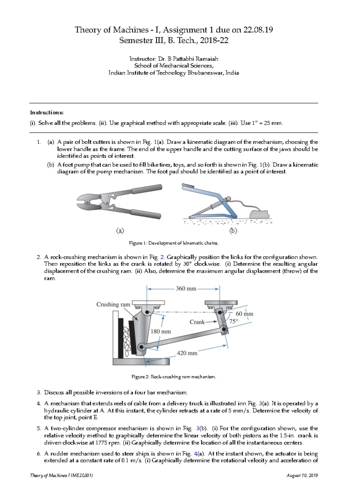 Assignment 1: Mechanisms in Theory of Machines I (ME2L001) - Studocu