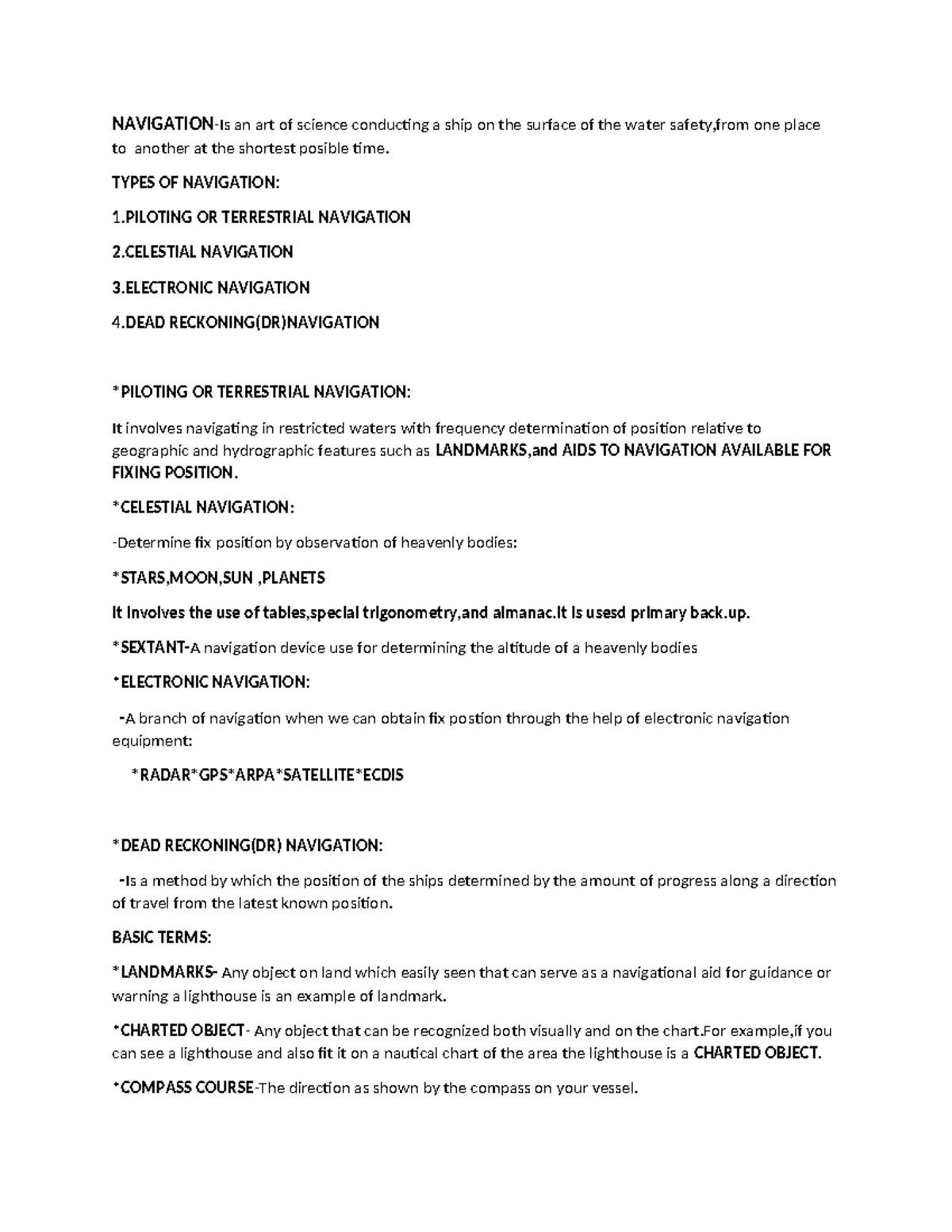 Navigation - uplAD - NAVIGATION-Is an art of science conducting a ship ...
