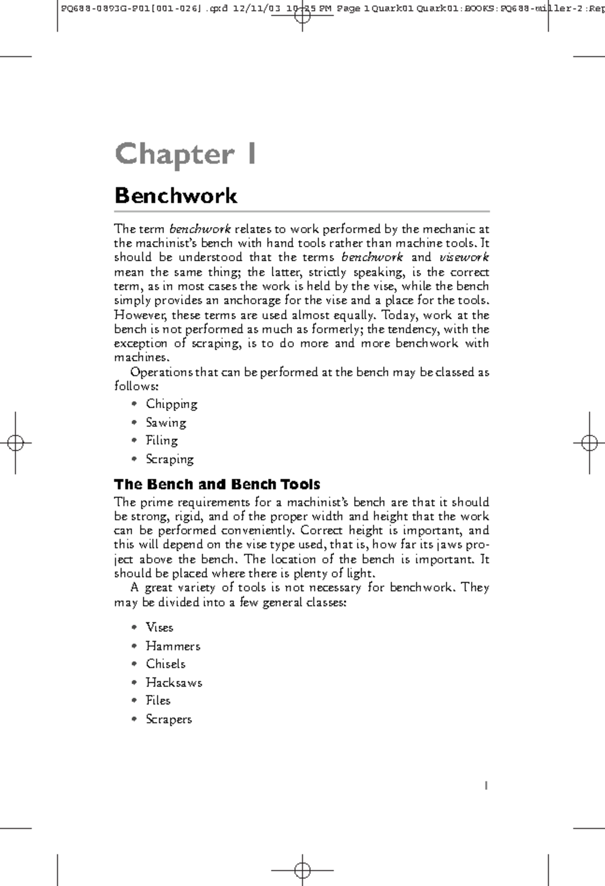 PQ688-0893G-P01 Chapter 1: Introduction to Benchwork and Tools - Studocu