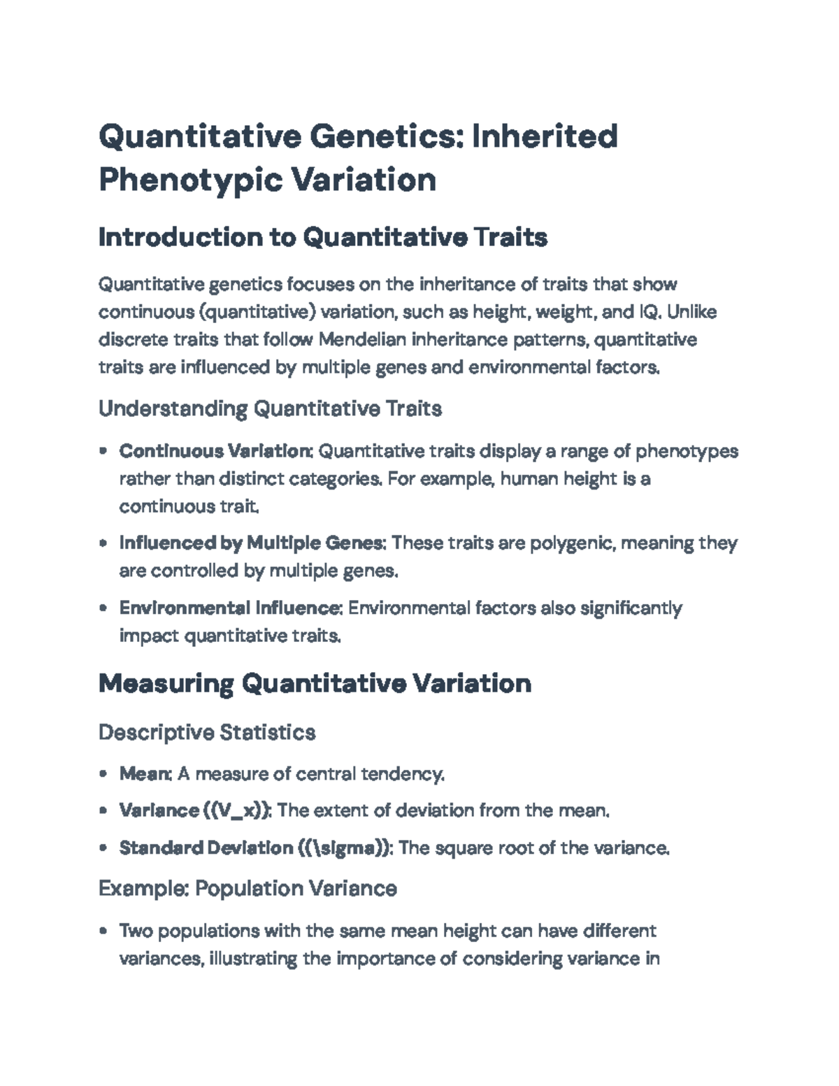 Quantitative Genetics (BIO 301): Understanding Inheritance of ...