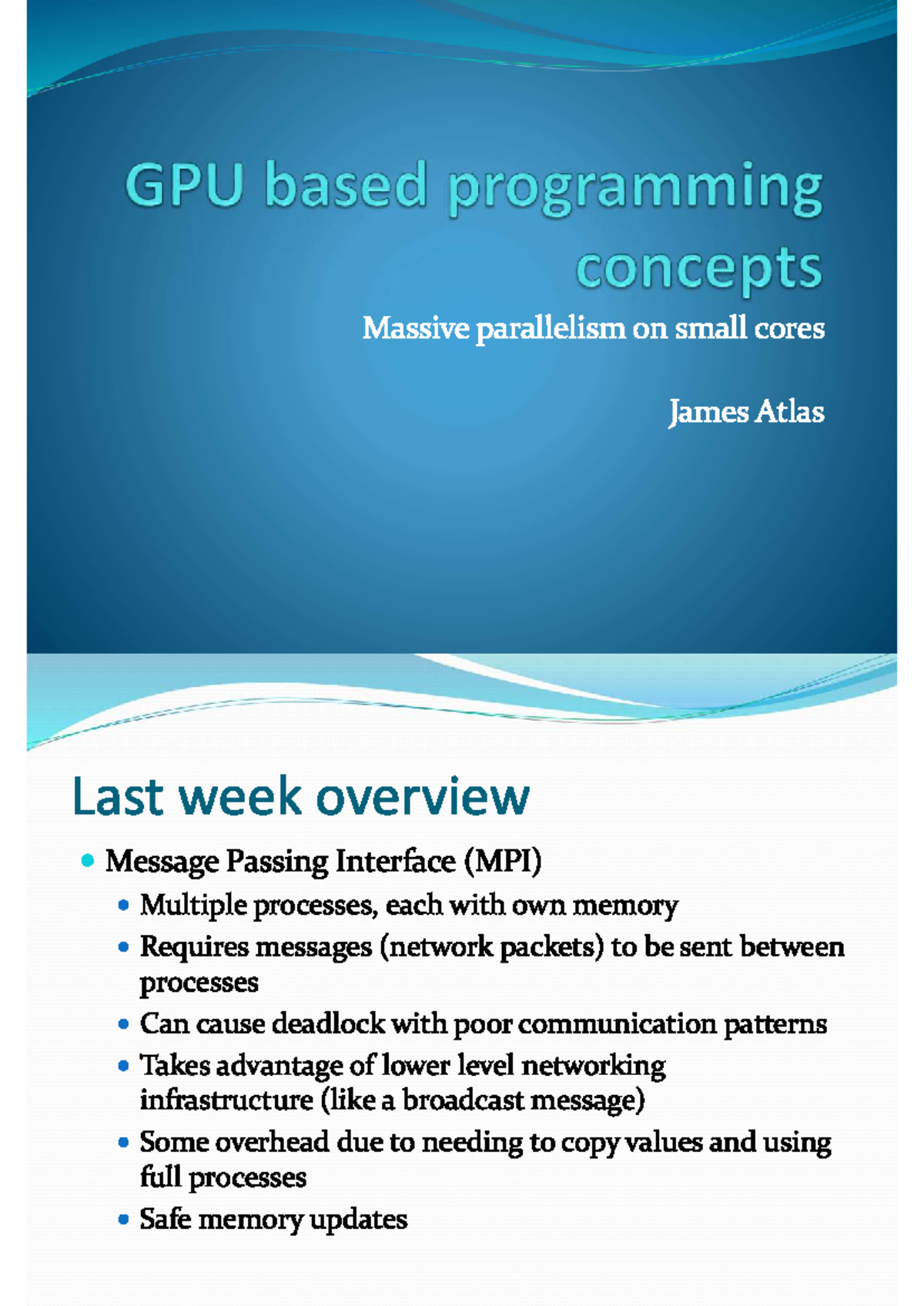 Lecture 19-20: GPU Programming Concepts and Parallelism Techniques ...
