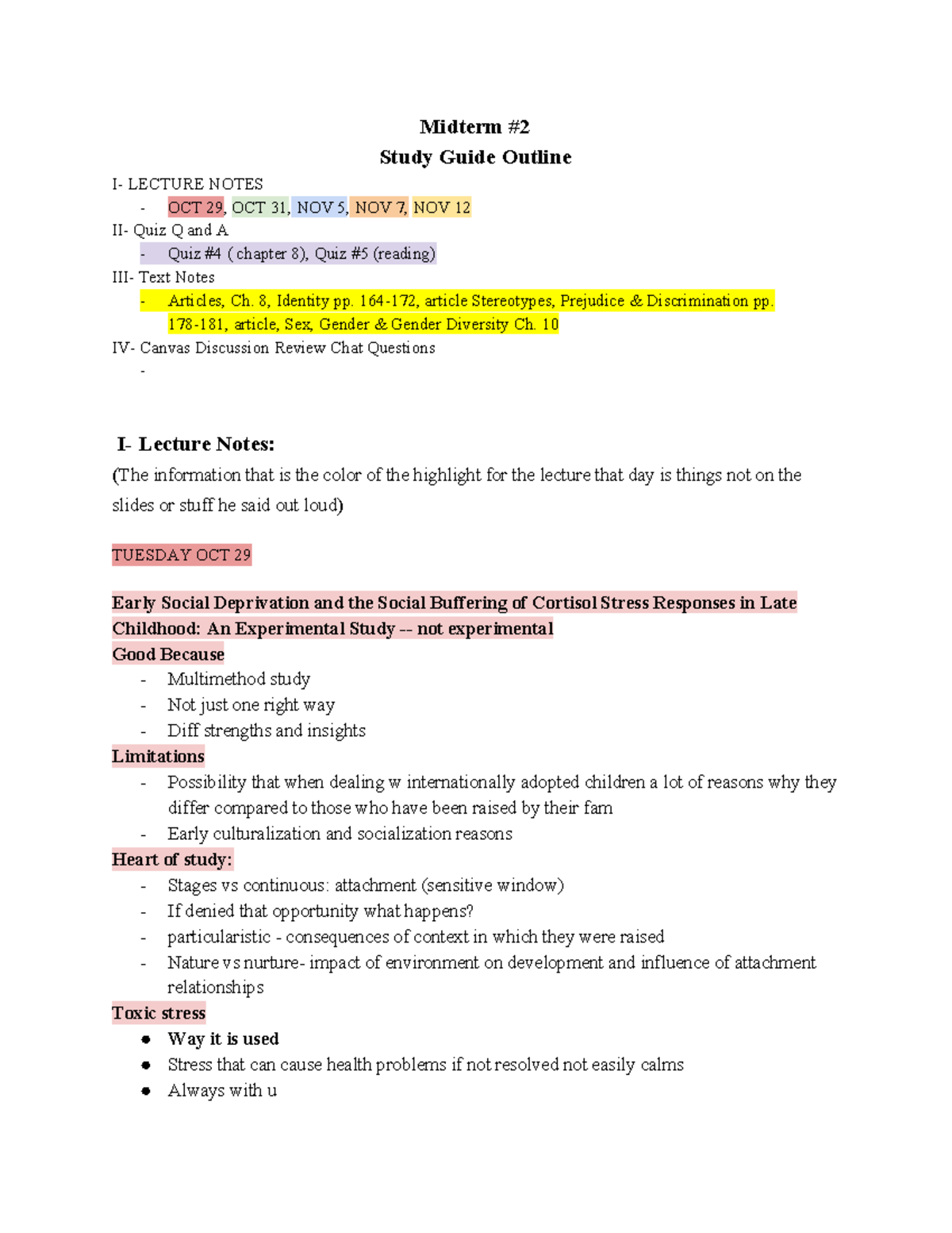PSC 142 Midterm 2 study guide - Midterm Study Guide Outline I- LECTURE ...