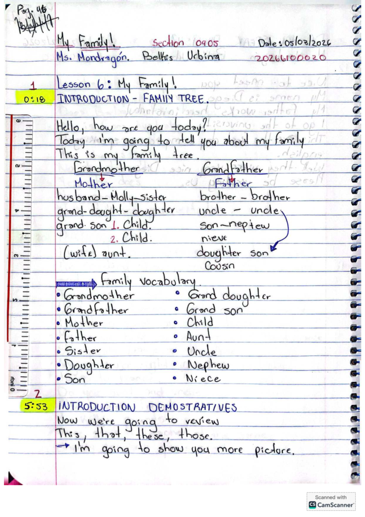 Urbina Belkis U2T2a23 - Lesson 6: My Family! Notes - Studocu