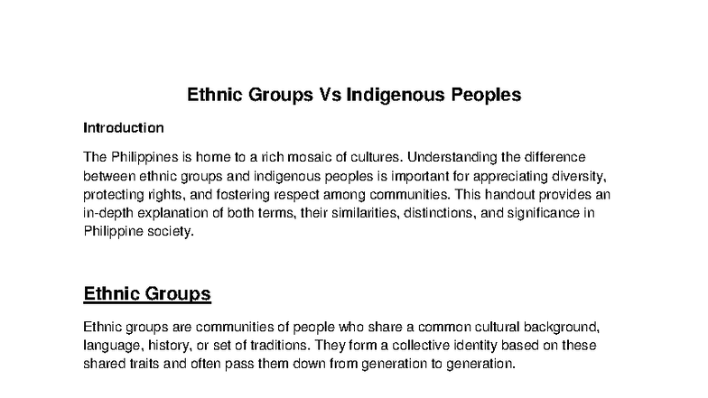 Ethnic Groups vs Indigenous Peoples: Understanding Diversity in the ...