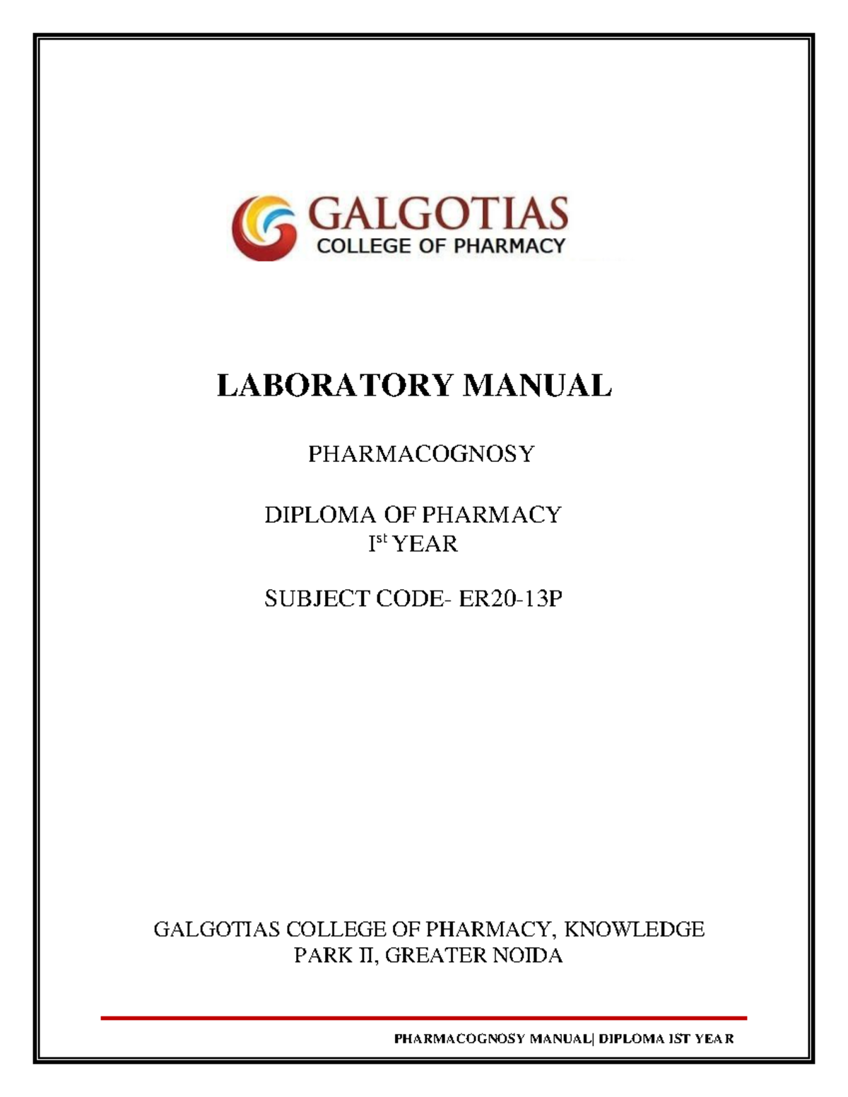 Practical Manual of pharmacognosy (Diploma) - Document Preview