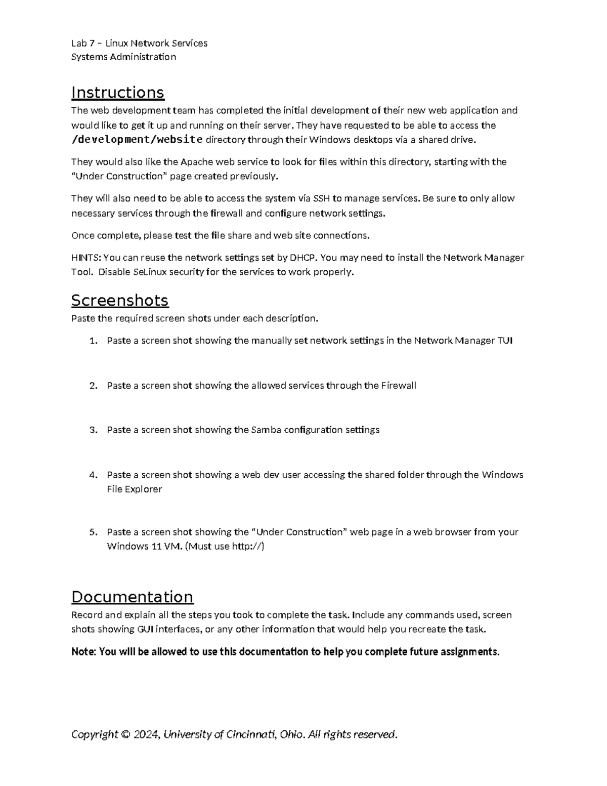 Lab 7: Linux network services administration instructions - Studocu