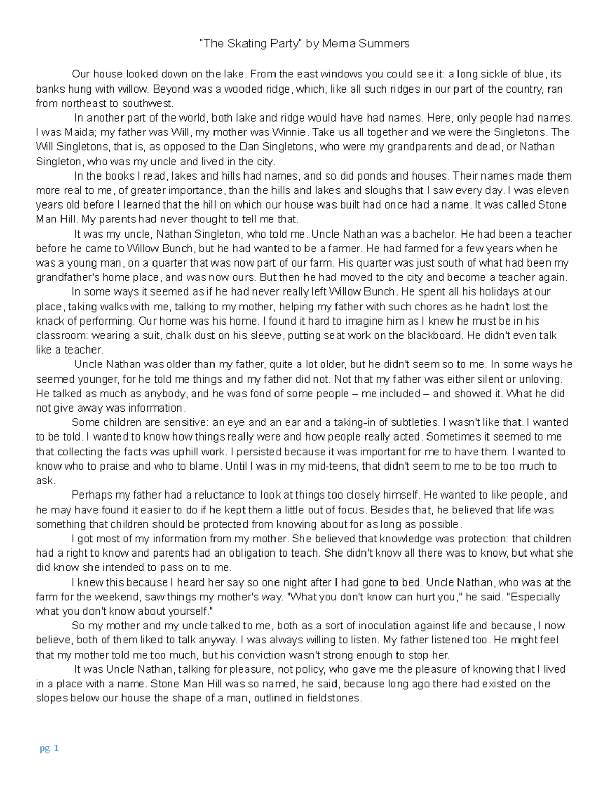 Skating Party Analysis and Annotations - ENG 101 Full Text - Studocu