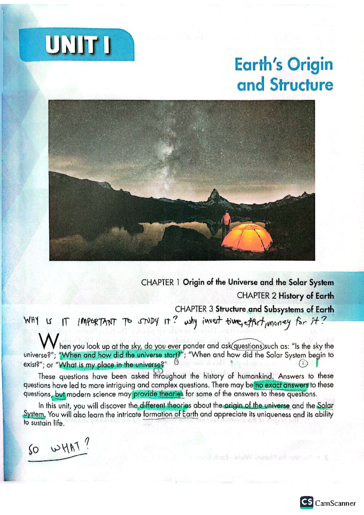 CS 101: Unit I - Origin and Structure of the Universe and Earth - Studocu