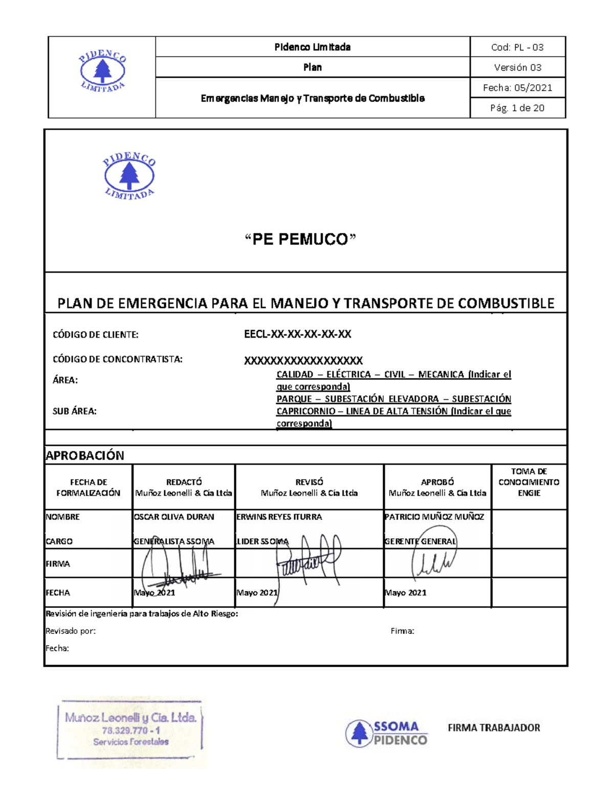 PL-03 Plan de Emergencia y Transporte de Combustible v3 - PE PEMUCO ...