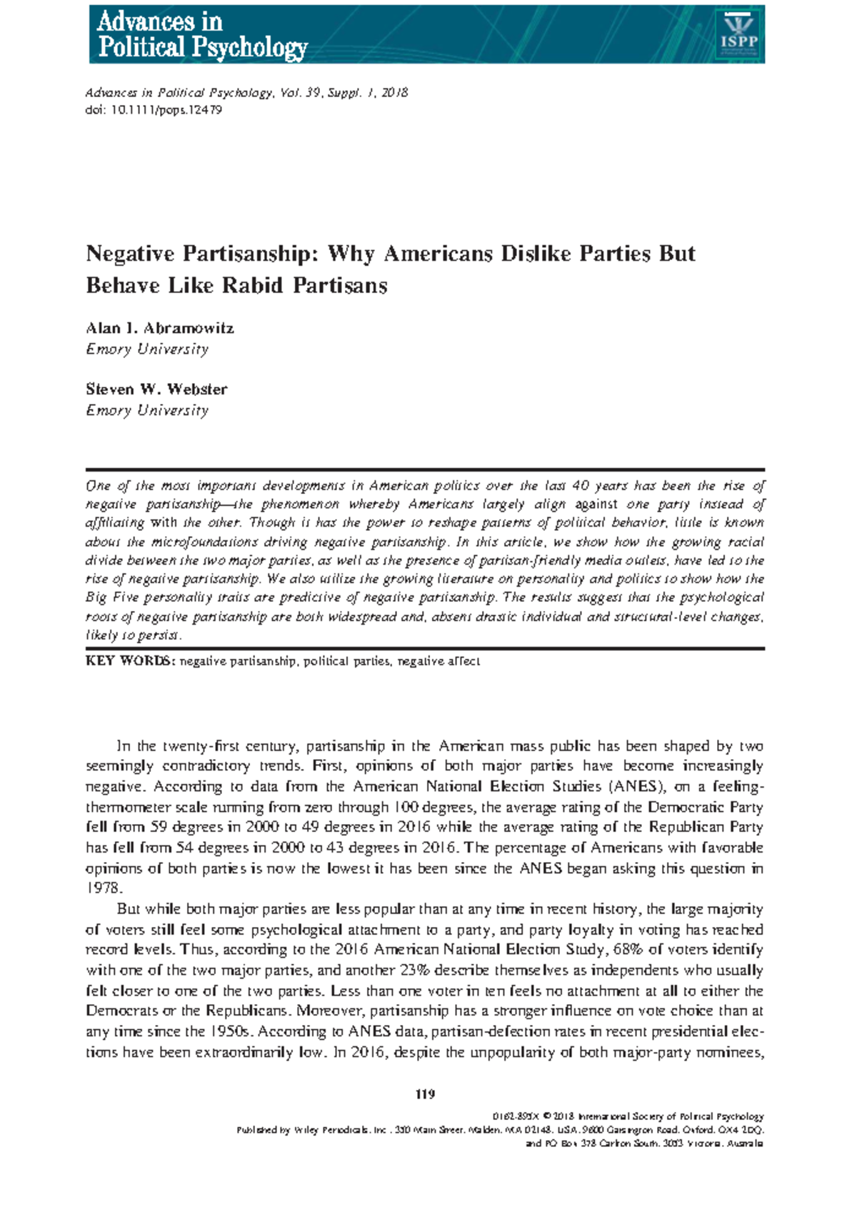 Negative Partisanship: Understanding American Political Behavior - Studocu