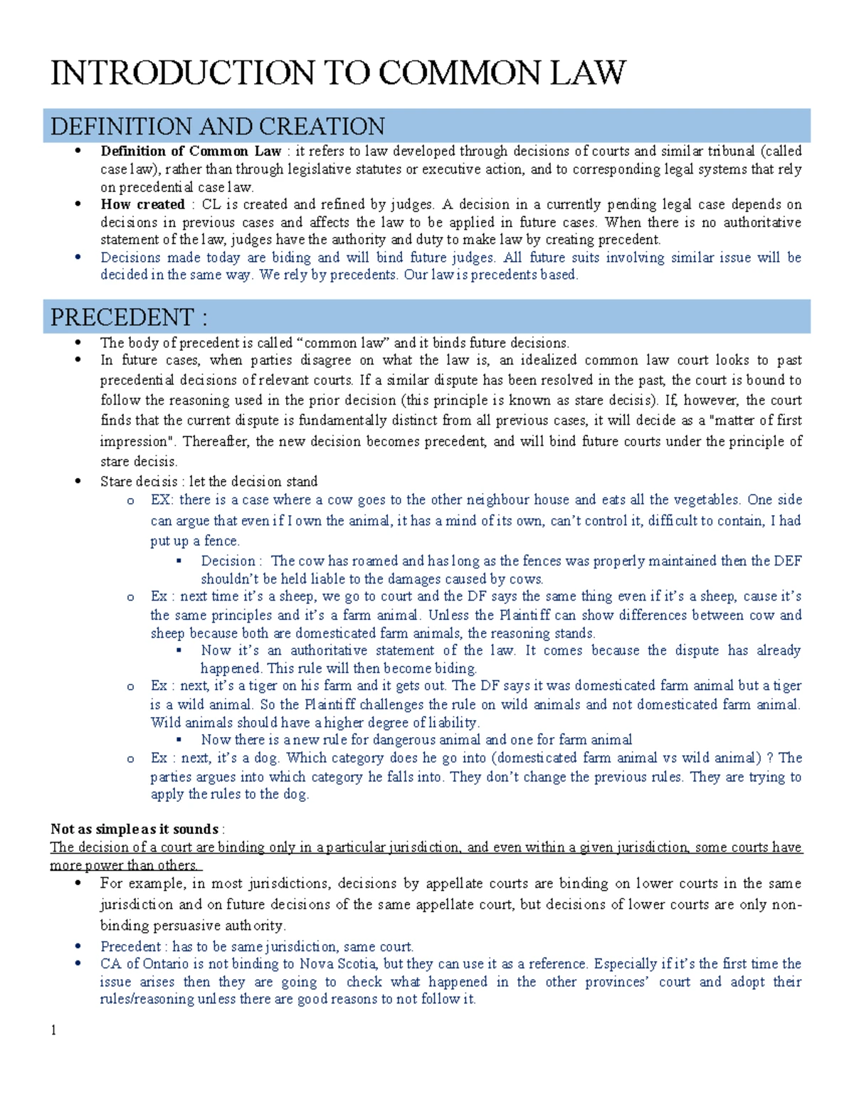 DRT6565-Common Law Overview and Key Concepts - Studocu