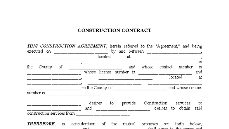 Construction Contract Agreement: Detailed Scope & Specifications - Studocu