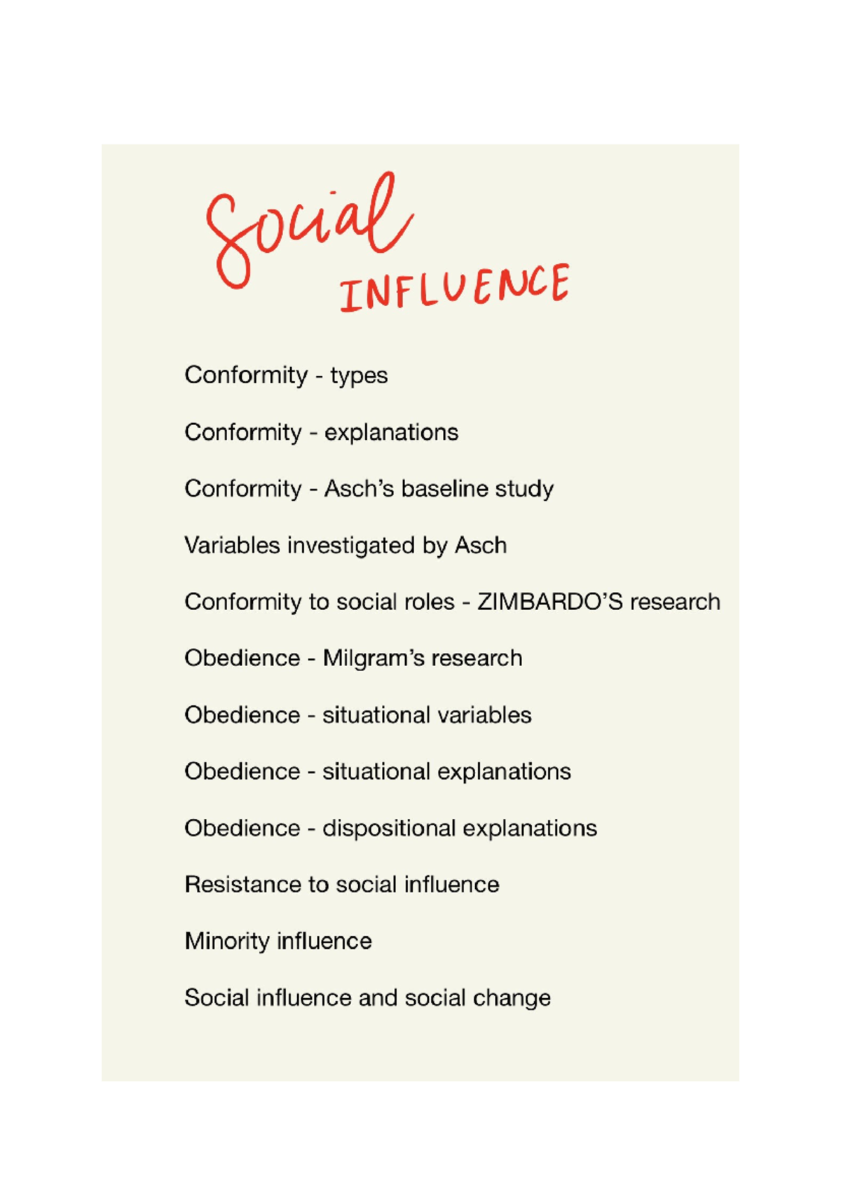 SOCIAL INFLUENCE NOTES: TYPES OF CONFORMITY & EXPLANATIONS - Studocu