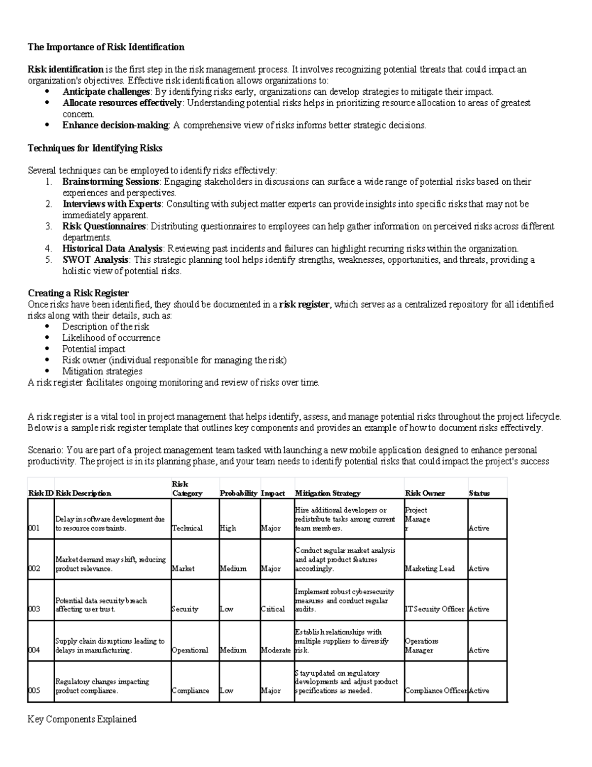 The Importance of Risk Identification - It involves recognizing ...