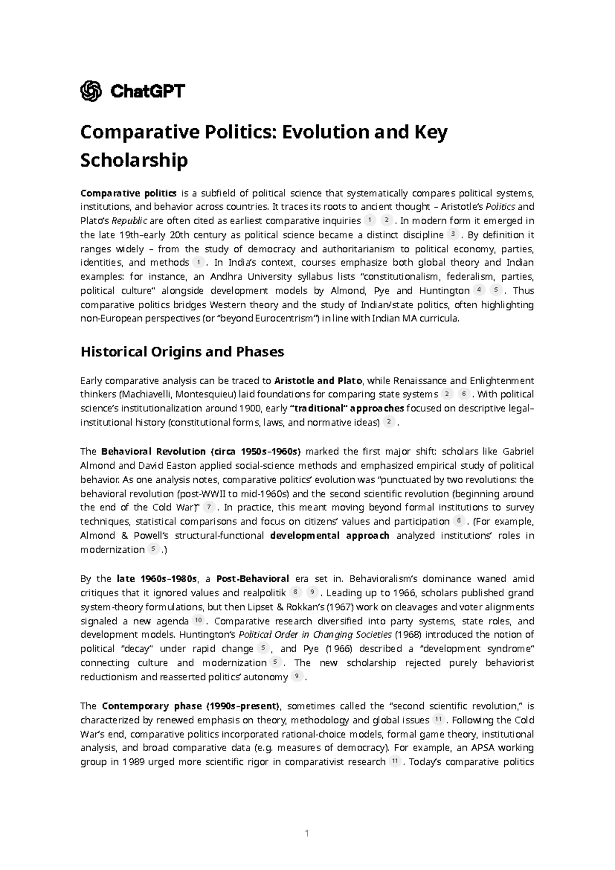 Comparative Politics (POL 101): Evolution and Key Theories - Studocu