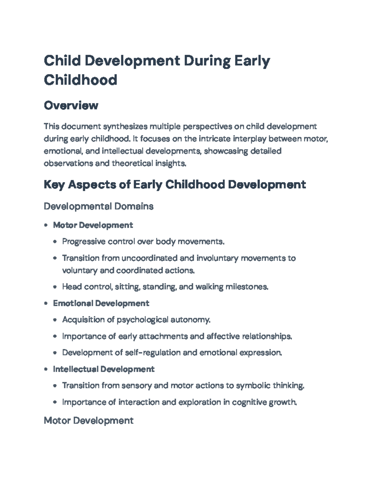 Child Development Overview: Motor, Emotional, and Intellectual Growth ...