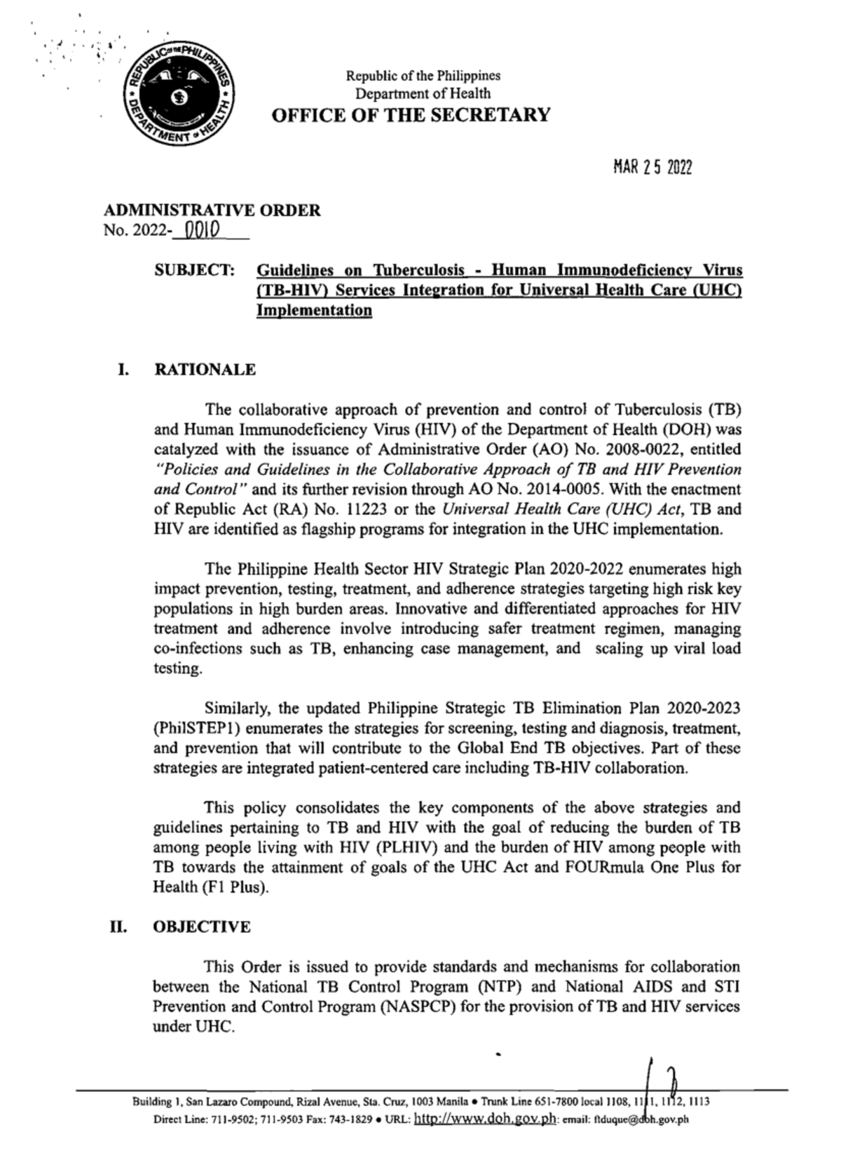 3 AO 2022 0010 TB-HIV Integration Guidelines for UHC Implementation ...