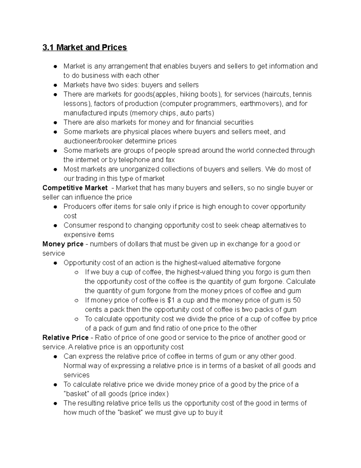 Chapter 3 - Demand and Supply - 3 Market and Prices Market is any ...