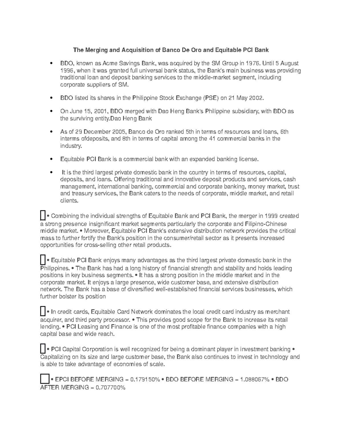 Mergers & Acquisitions in Banking: BDO & Equitable PCI Bank Analysis ...