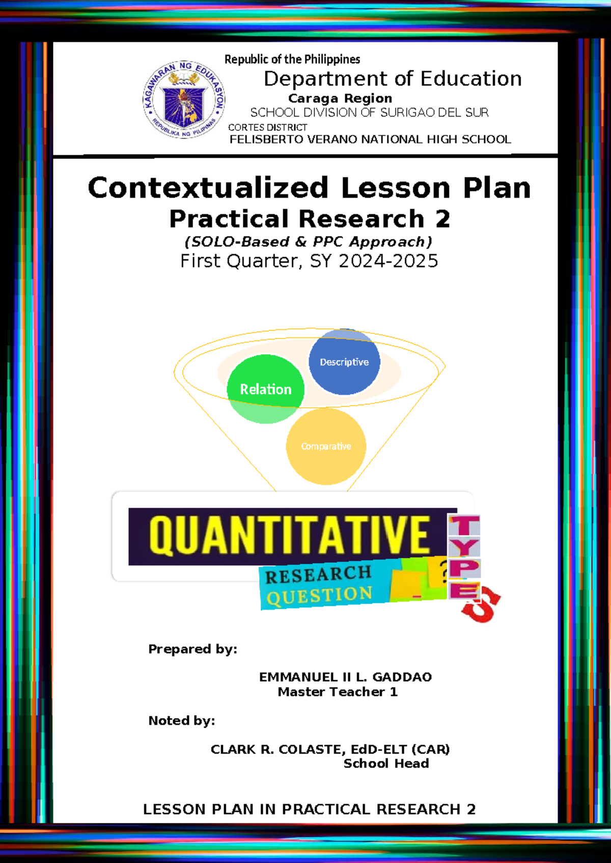Practical Research 2 Lesson Plan: Types of Quantitative Research ...