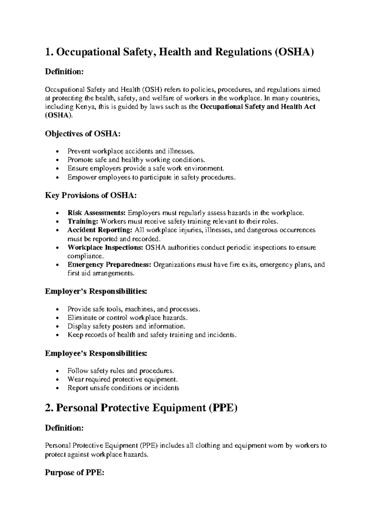 OSHA Guidelines and Benchwork Safety Procedures (ENGR 101) - Studocu