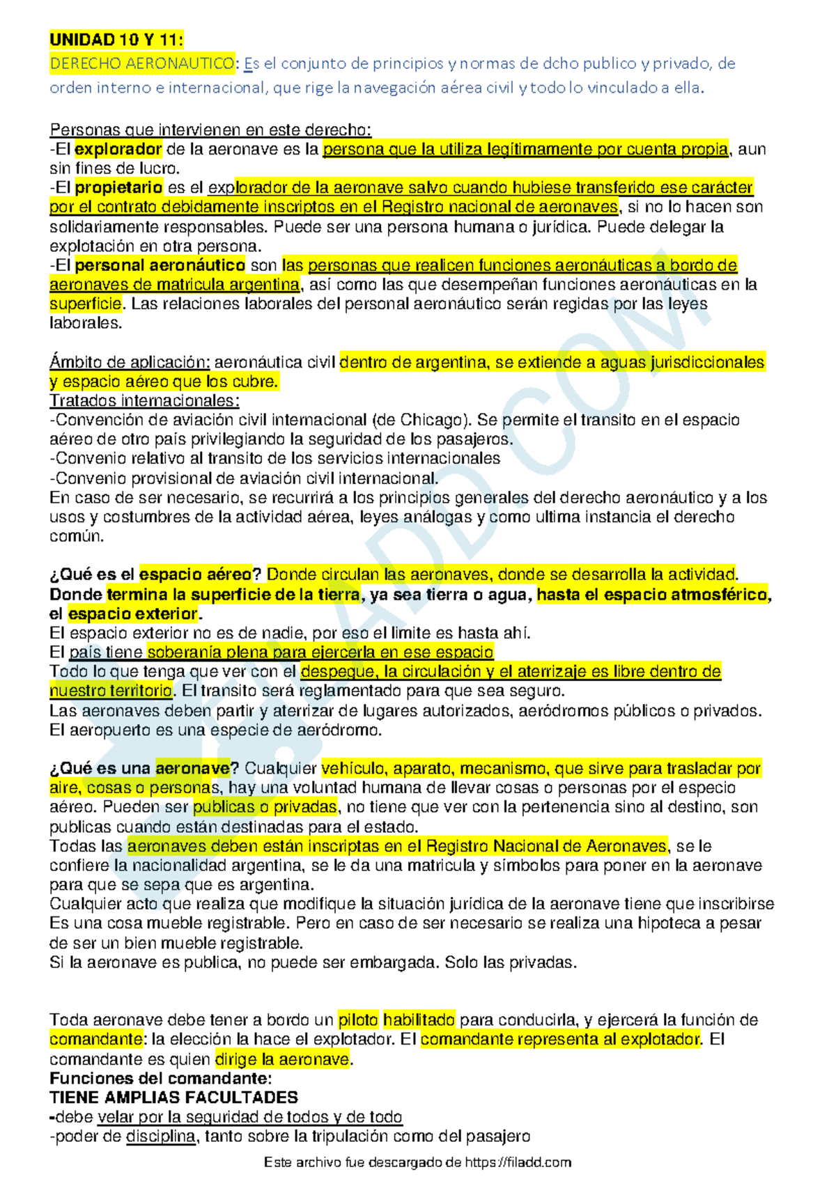 Resumen U10 y U11: Derecho Aeronáutico y Recursos Naturales - Studocu