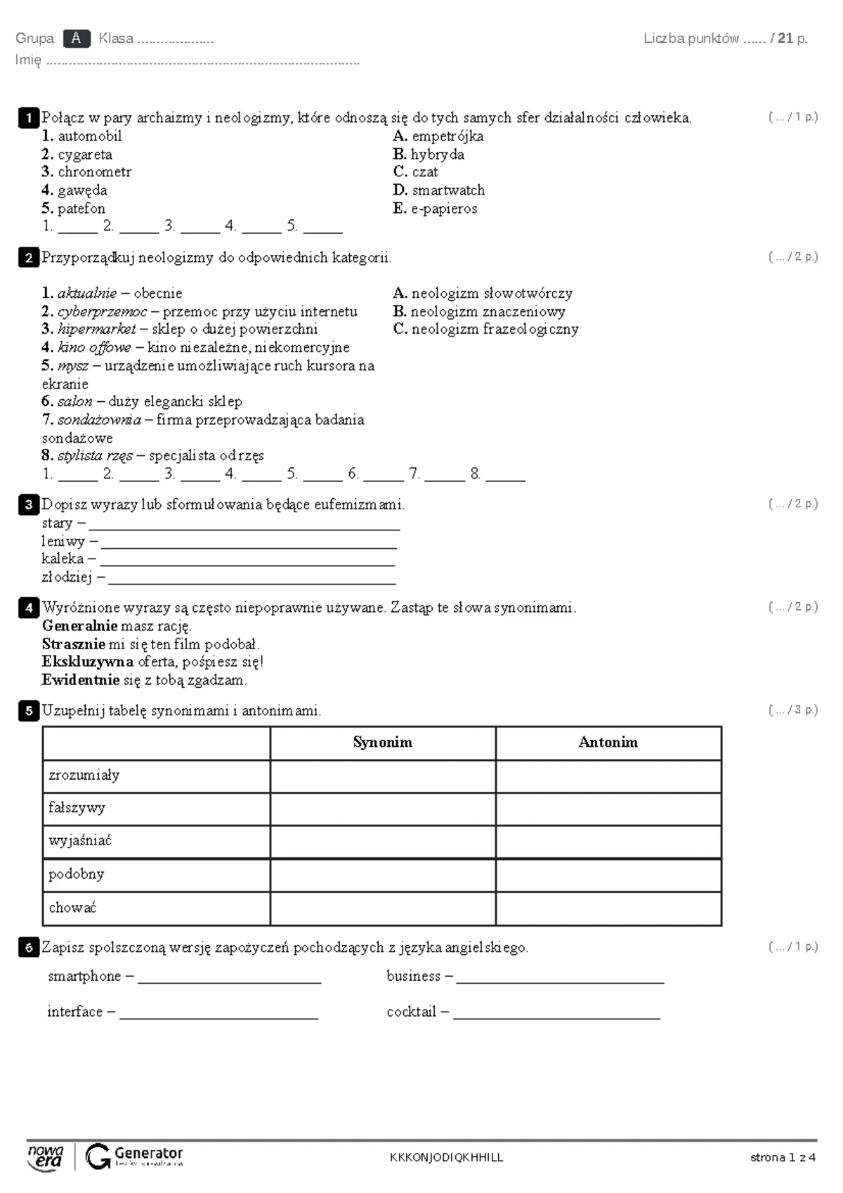Password 2 Rozdział 6 Sprawdzian że Słownictwa www.studocu.com