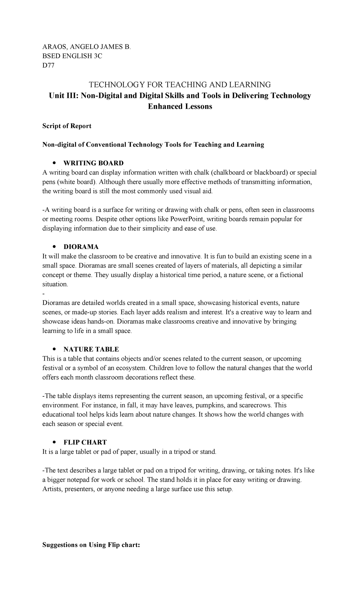 ARAOS, ANGELO JAMES B. BSED ENGLISH 3C D77 Technology Tools for ...