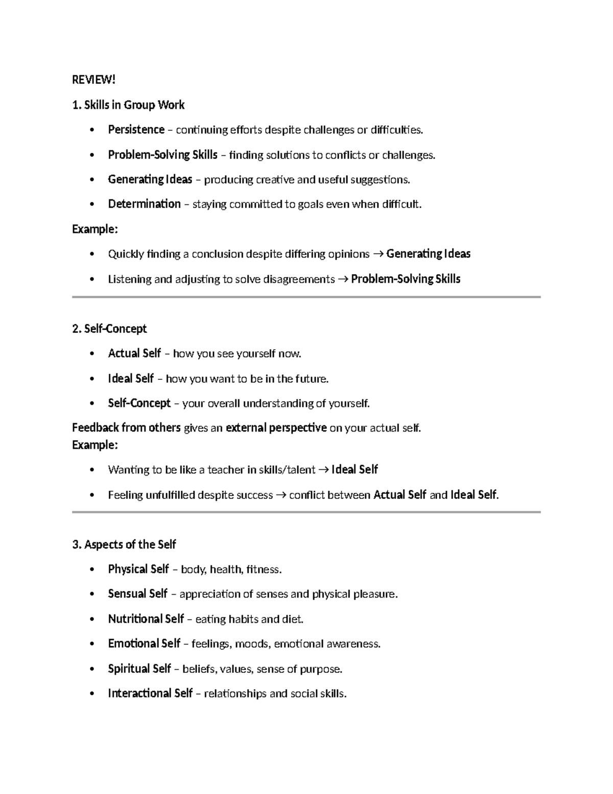REVIEW: Skills and Aspects of Self Development in Psychology - Studocu