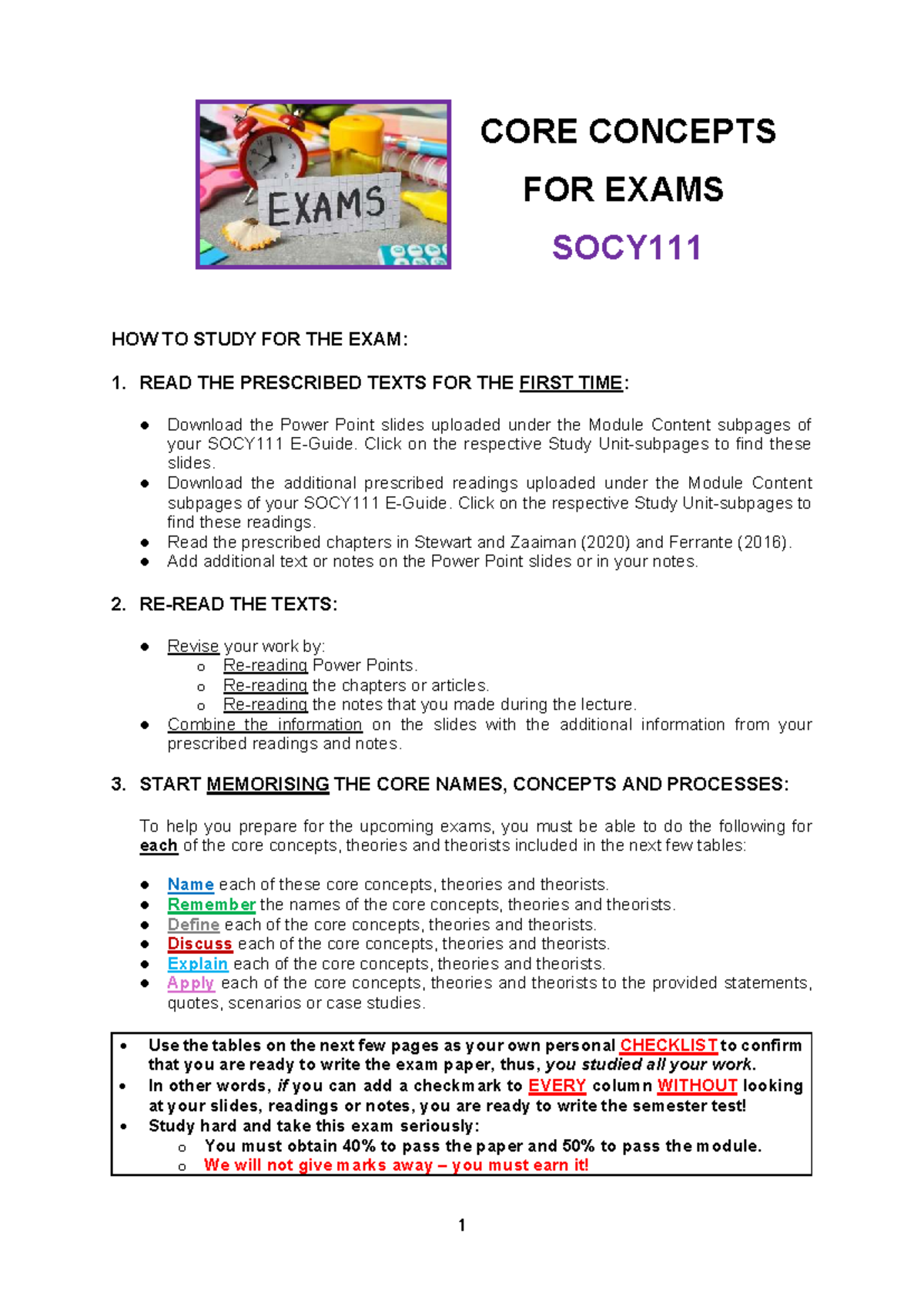 SOCY111 Final Exam Study Guide: Core Concepts and Theories - Studocu