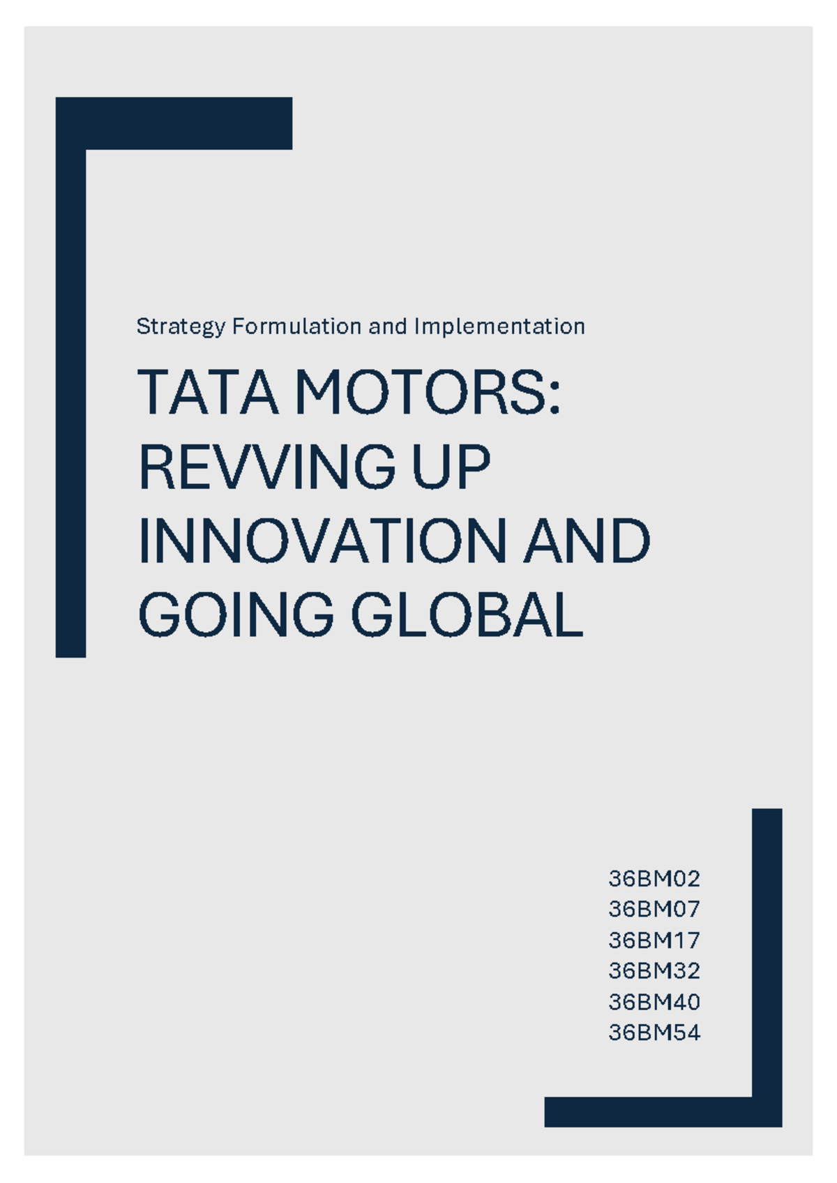 Tata Motors Report Group - 2 Report SFI - Strategy Formulation and ...