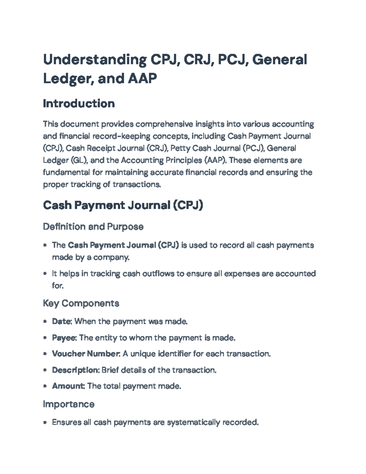 Comprehensive Guide to CPJ, CRJ, PCJ, GL, and AAP Accounting Principles ...