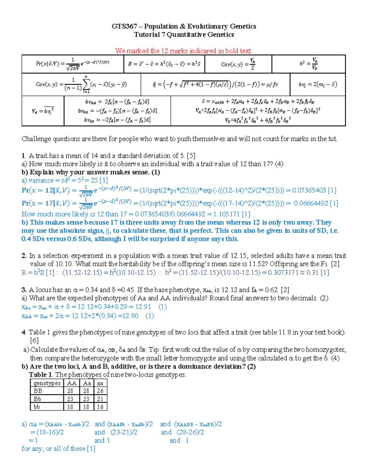 GTS367 Population Evolutionary Genetics Tutorial 7 Memo & Discussion ...