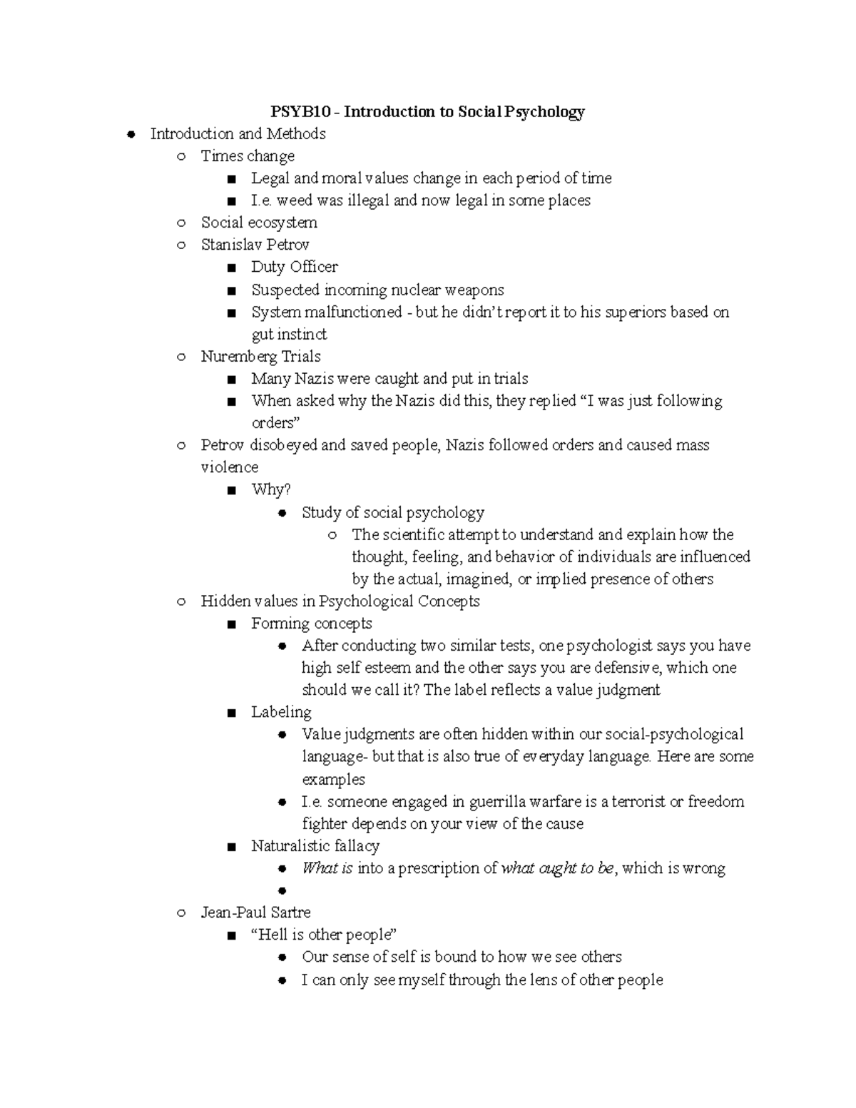 PSYB10 - Lecture Notes on Key Concepts in Social Psychology - Studocu