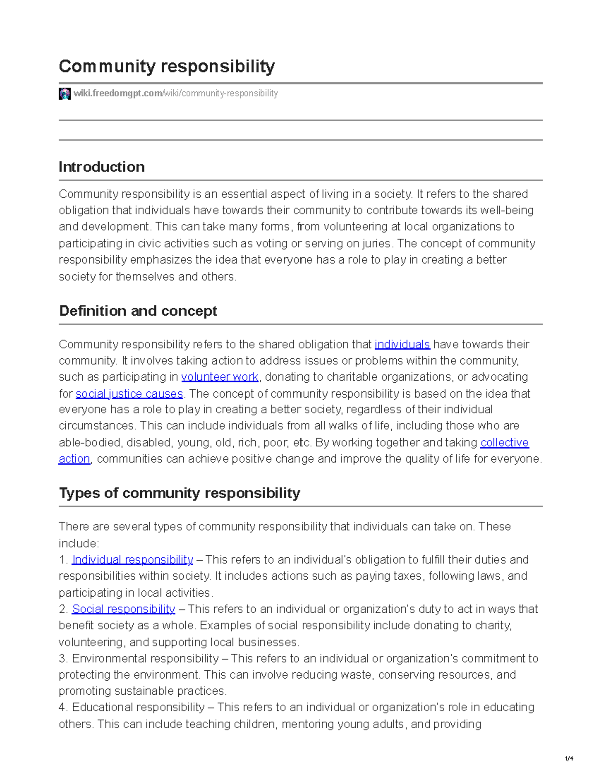 Community Responsibility: Understanding Its Importance and Types - Studocu