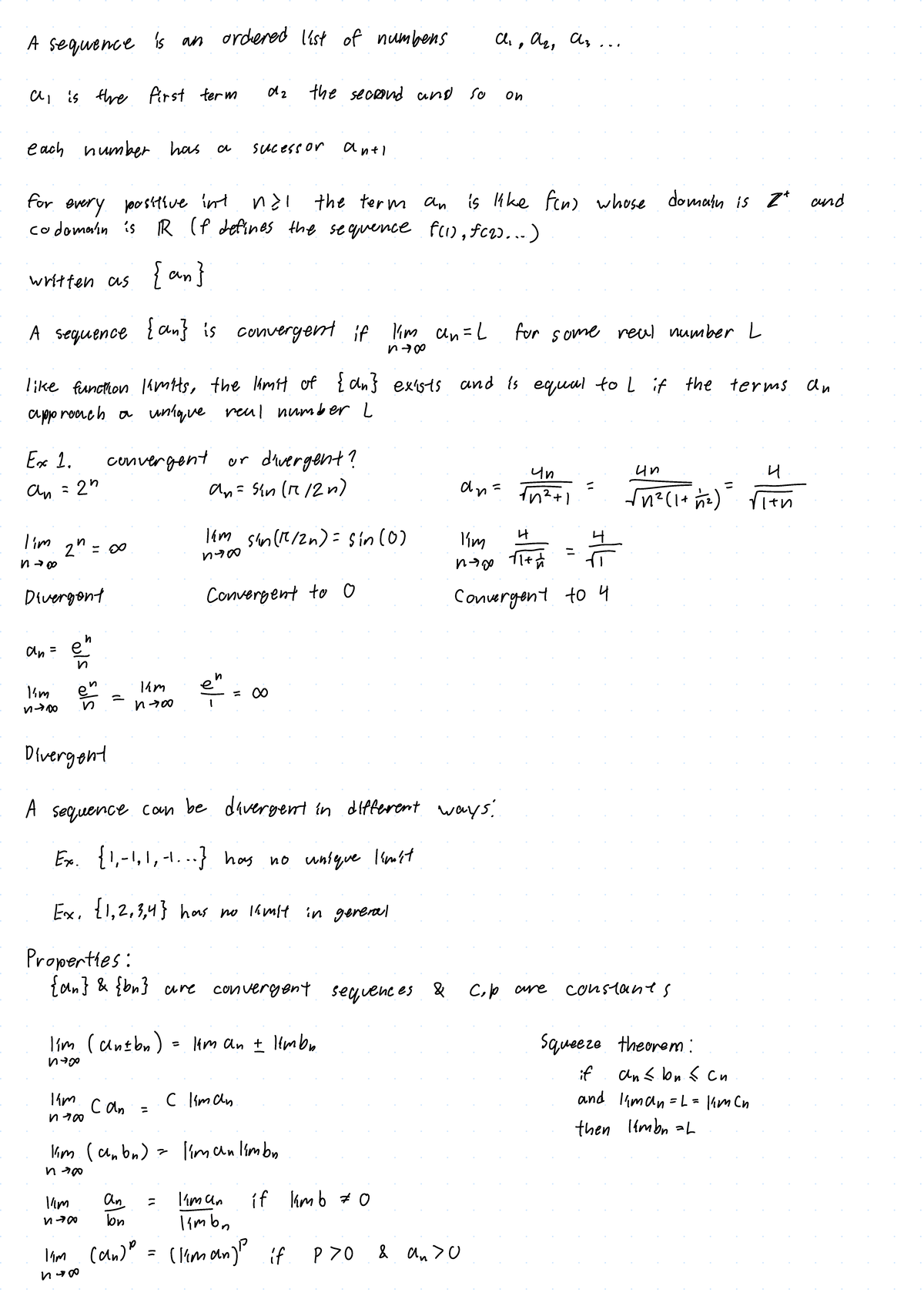Calc2 Exam - Comprehensive Notes on Sequences to Multivariable ...