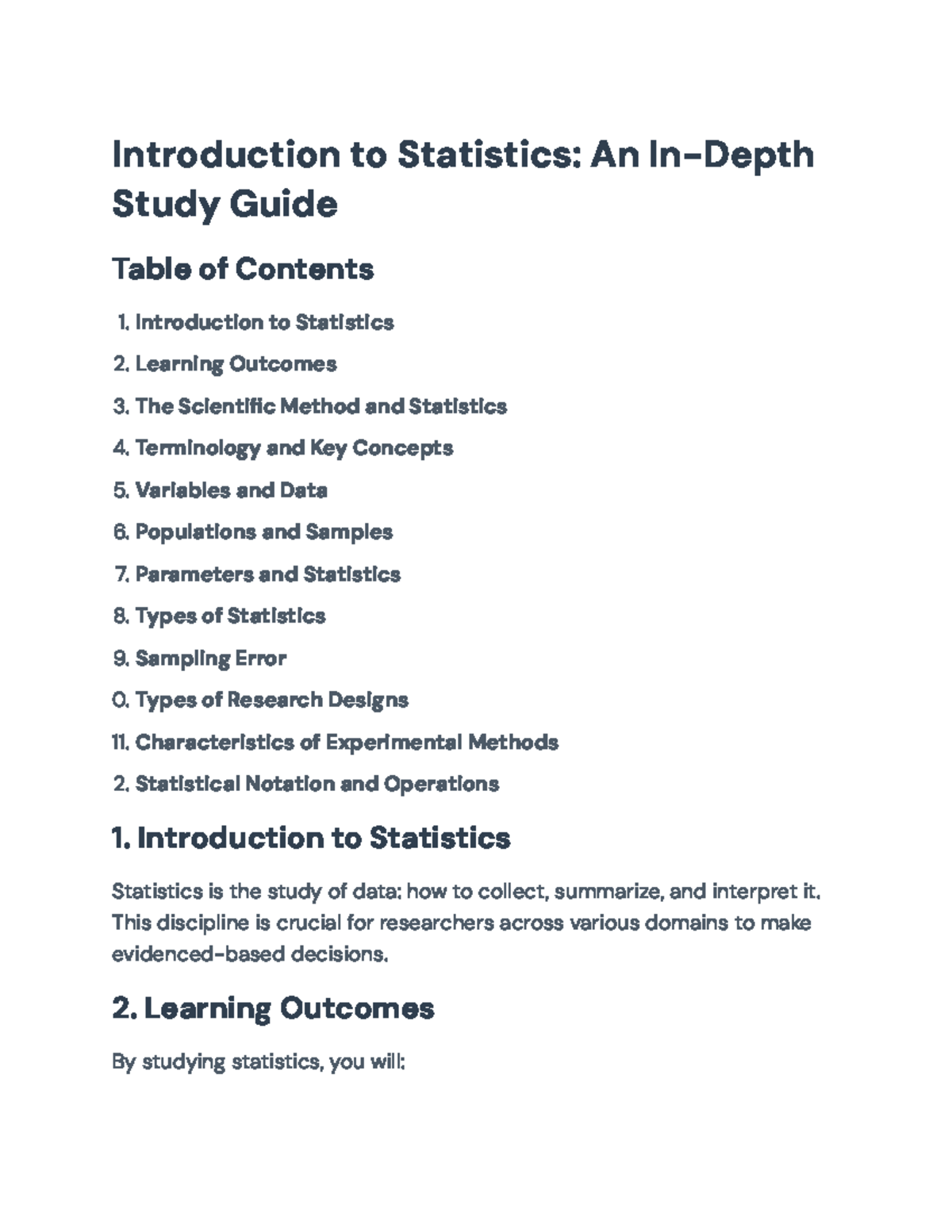 Introduction to Statistics: Comprehensive Study Guide for Data Analysis ...