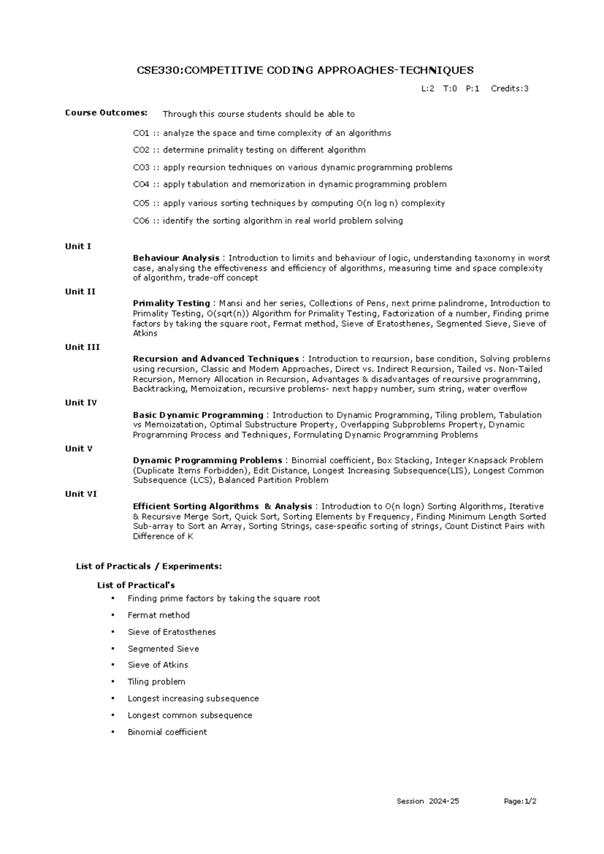 CSE330: Comprehensive Syllabus & Summary on Competitive Coding ...