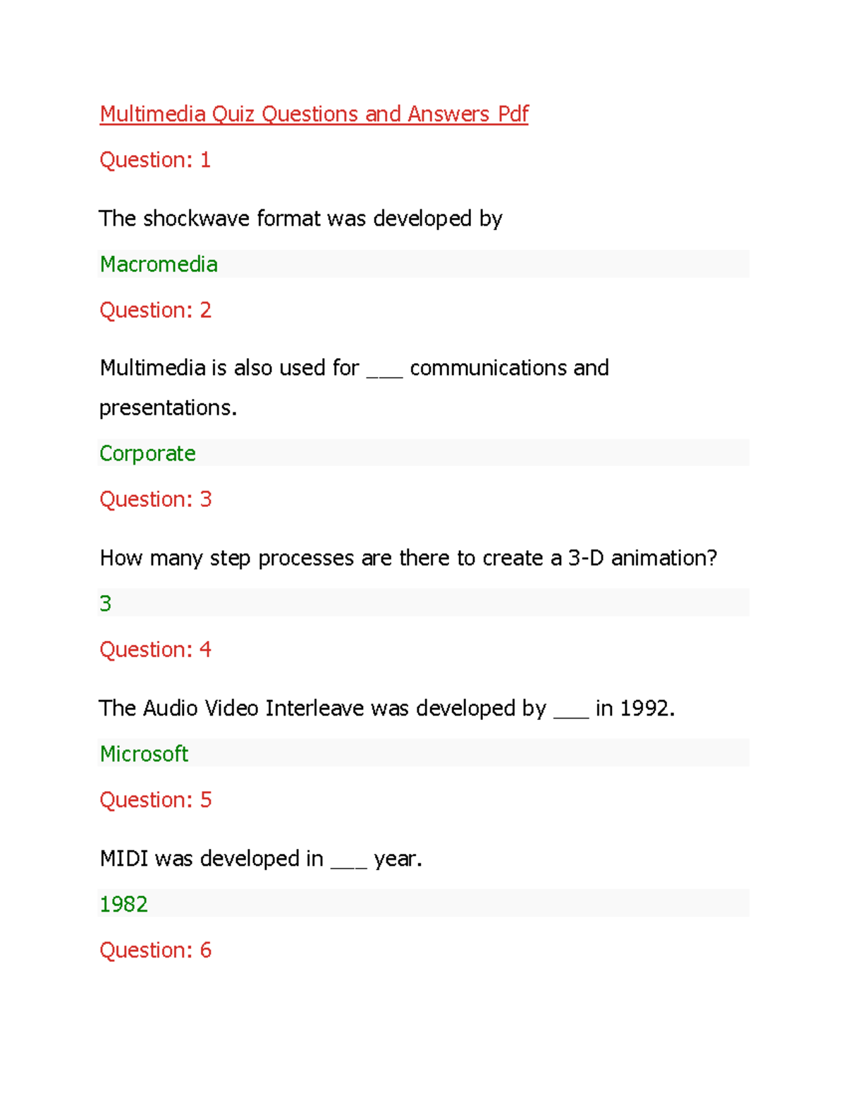 Multimedia Quiz Qs & As (MU101): Key Concepts & Terminology - Studocu
