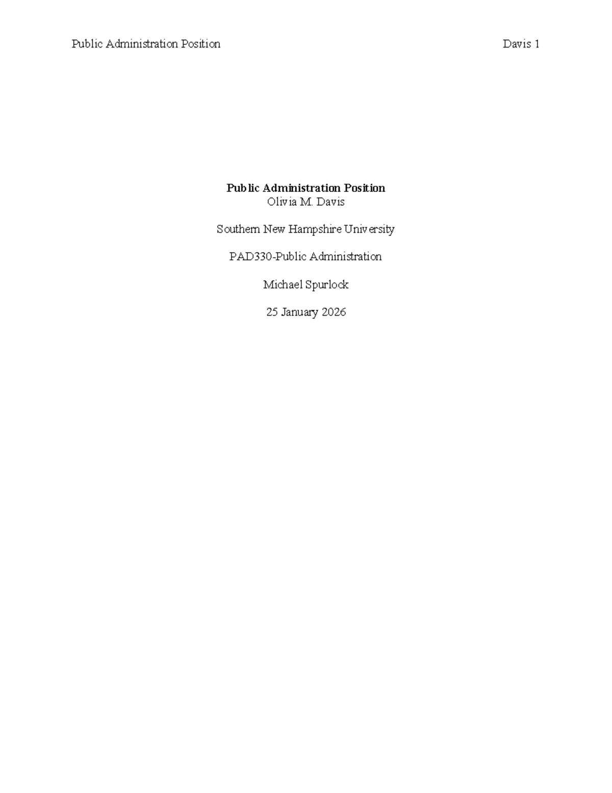 Public Administration Position Paper - SNHU 2026 - Studocu