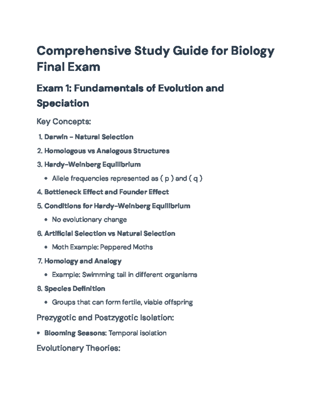 Biology Comprehensive Study Guide for Final Exam Review - Comprehensive ...