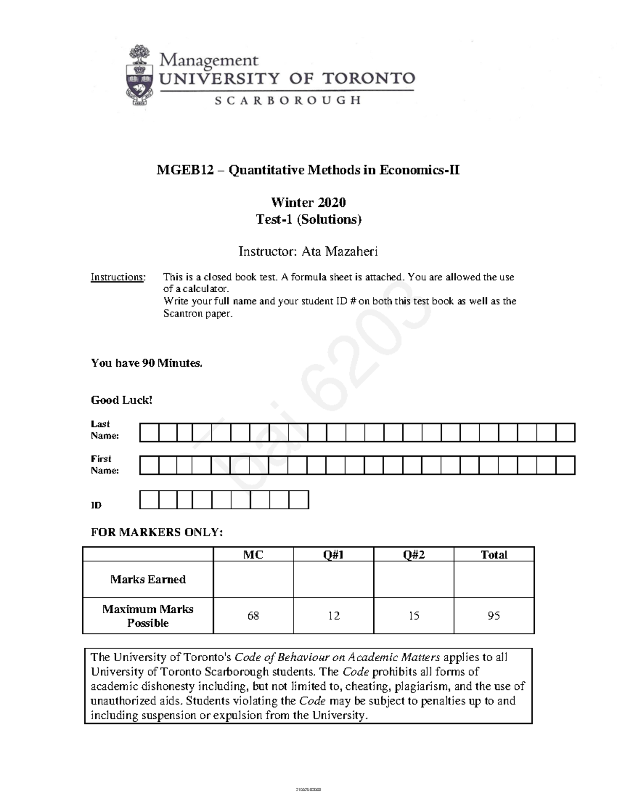 MGEB12 Quantitative Methods Winter 2020 - Exam Practice Solutions - Studocu