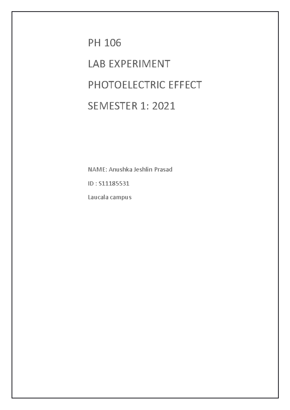 Photoelectric lab - lab - classical physics - USP - Studocu