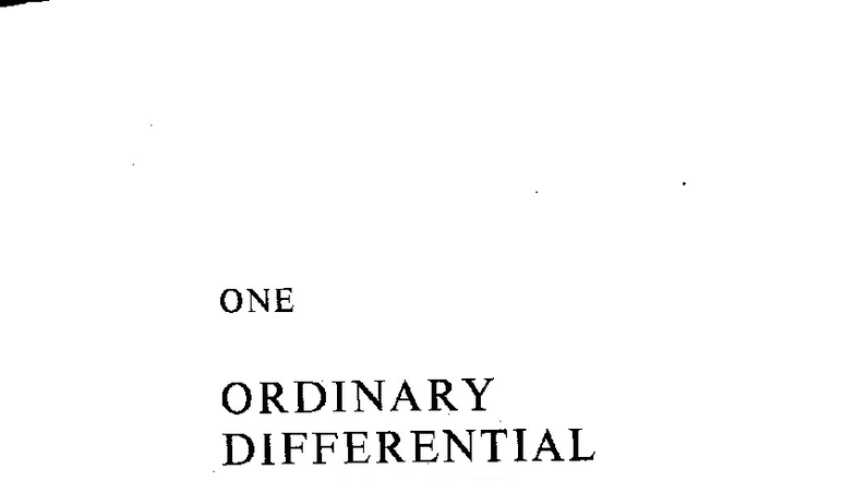 Ordinary Differential Equations (ODE) Study Notes - Ch1 - Studocu