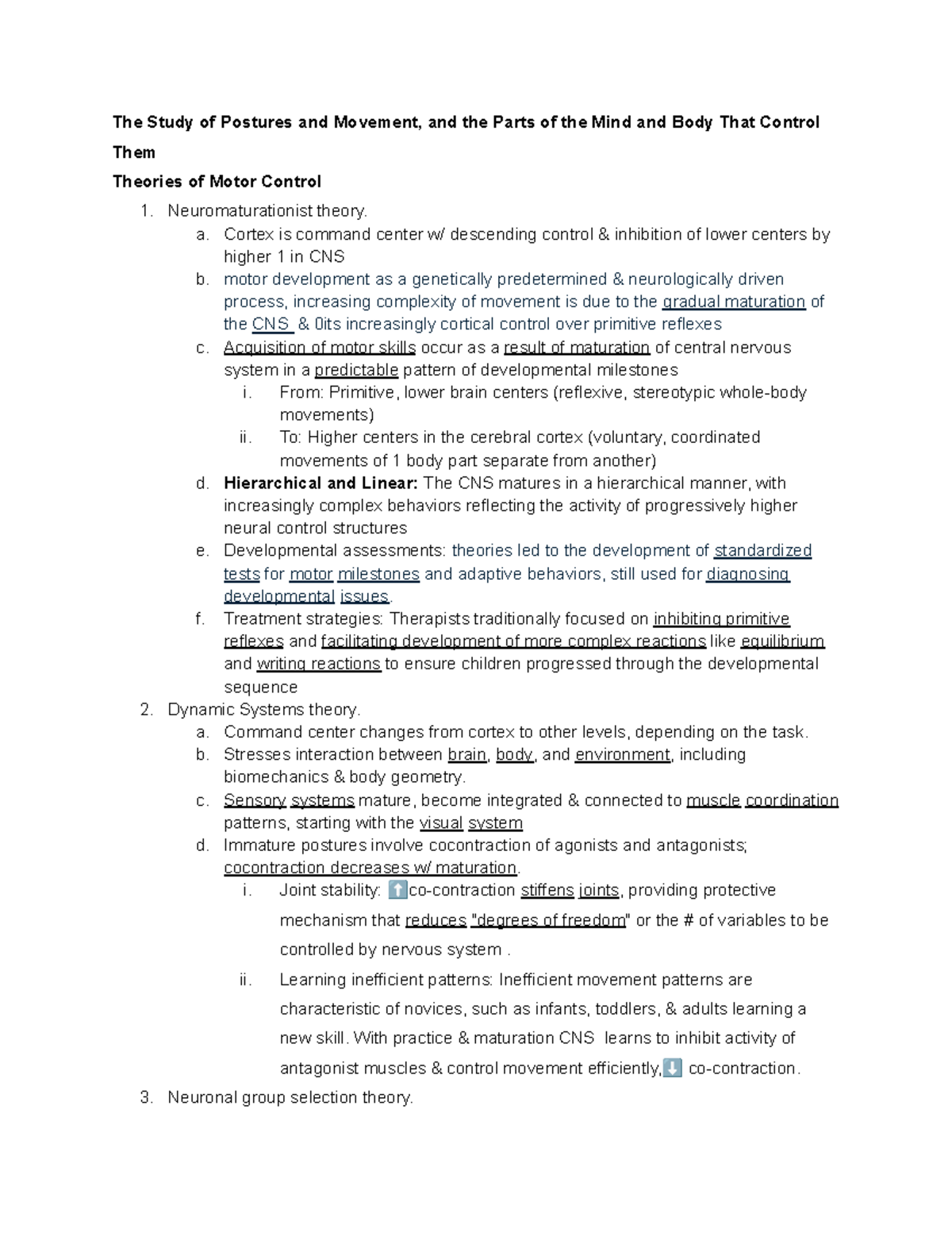 Theories of Motor Control: Understanding Movements & CNS Development ...